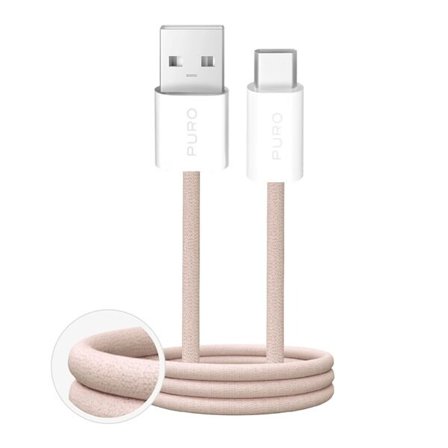 Puro Fabrik 10W Flettet kabel USB-A - USB-C 1,5 m - Beige