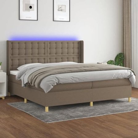 Maison Exclusive - Seng med lameller, madras og LED Taupe 200x200 cm Stof