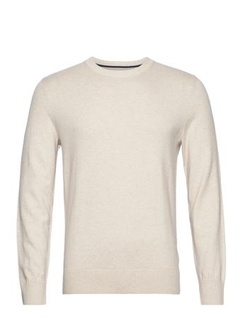 V-Core Cotton Crew Neulepaita Pyöreä Kaula-aukko Kermanvärinen GAP