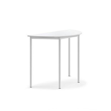 Tisch BORÅS, halbrund, 1200x600x900 mm, Laminat weiß, weiß