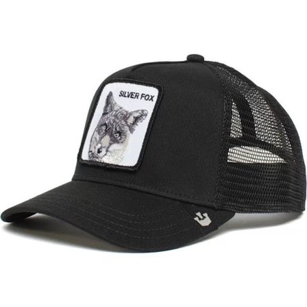 Broderet Mesh Hat med Dyreprint - Snapback - Sort Ræv