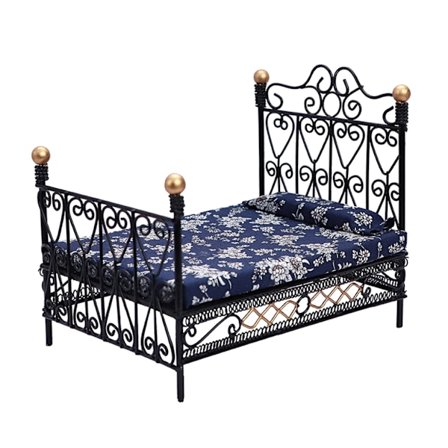 1:12 Dollhouse Miniatyr Dobbeltseng Modell for Doll House European Style Furnitur