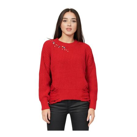 Fracomina Round-neck Strik Rød, Dame Striktrøjer