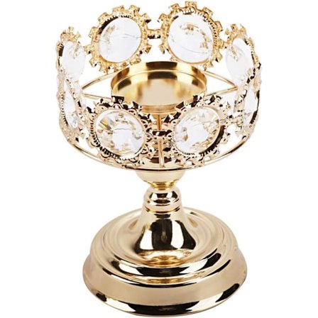 Guld Pillar Lysestage, Premium Guld Lysestageholder med Deluxe Krystal Design (Guld Krystal)