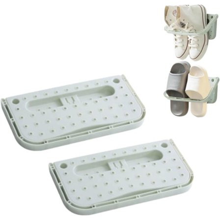 Væghængt Skohylde, 2 stk. Hængende Plastskohylde Foldbar Plastskoholder Opbevaringsorganisator Dørskohænger Skoopbevaring (Blå)