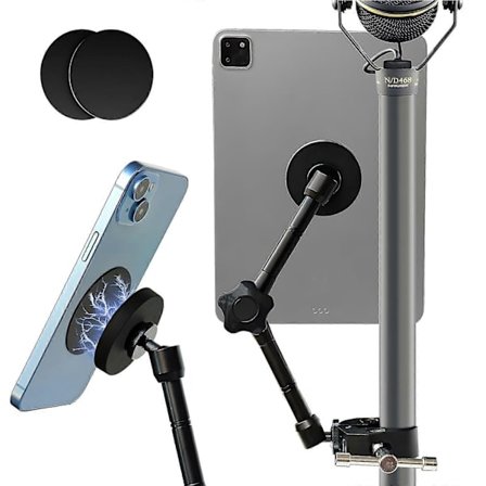 Magneettinen tablettiteline mikrofonitelineeseen, täysmetallinen puhelin- ja iPad-nuottiteline