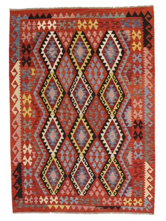 170X238 Tapis Kilim Afghan Old Style D'orient Rouge Foncé/Marron (Laine, ) Carpetvista