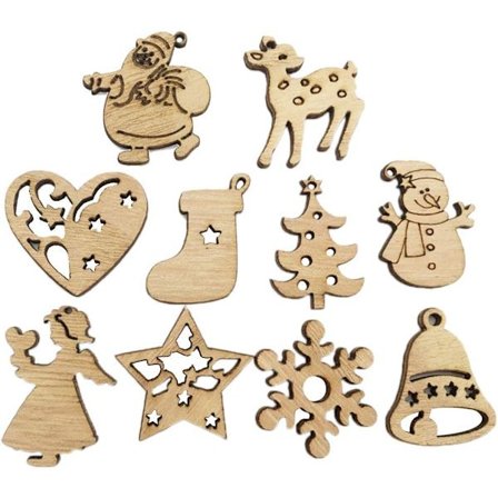 100 st träjulgranshängare tomte ren hjärtan S