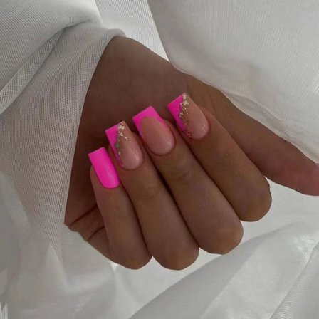 24stk/æske Glitter False Nail Pink Fake Negle Tryk på negle