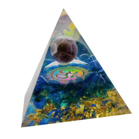 Blå grus harpiks personlige steinpyramide ornamenter håndverk, 1 stk