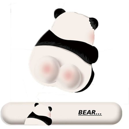 Ergonomisk musematte med håndleddsstøtte, Søt Panda musematte med håndleddsstøtte, Smertelindrende musematte, Musematte for datamaskin, bærbar PC, O