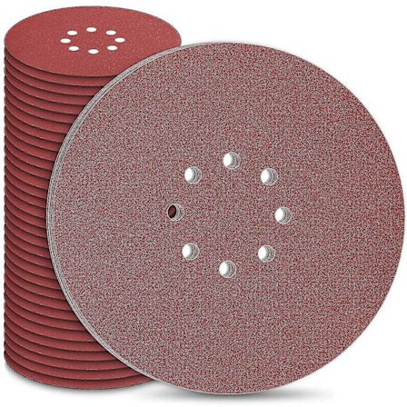 225 mm hiomalaikka, 225 mm hiomalaikka 8 reikää 50 kpl 225 mm hiomalaikkoja 10x P40/60/80/120/240 tarrakiinnitteisiä hiomalaikkoja pitkäkaulaisille 