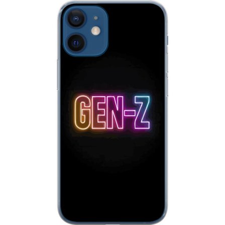 Kompatibelt Mobildeksel til Apple Apple iPhone 12 Neontext Gen Z i fargerikt lys mot mørk bakgrunn i moderne digital stil