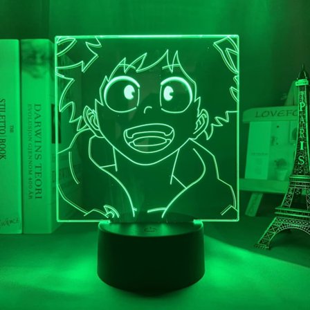 3D LED-lampe 3D nattlys Izuku Midoriya Deku 3D lampe Anime My Hero Academia LED nattlys for barnerom dekor Deku nattlys bursdagsgave Ma