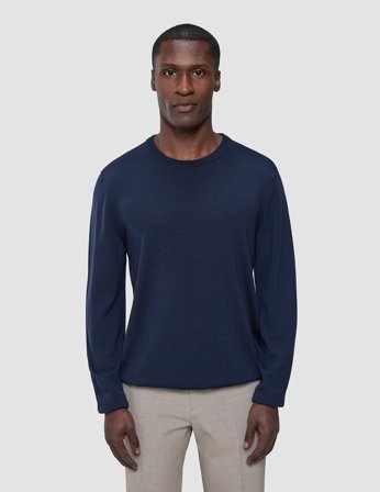 Shaping New Tomorrow - Seamless Premium Merino Knit Crewneck - Dark Navy - Herr - Storlek XXXL