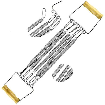Fjeder Brystudvider, brystudvider|armtræning, brystudvider med 5 metalfjedre, brysttræk