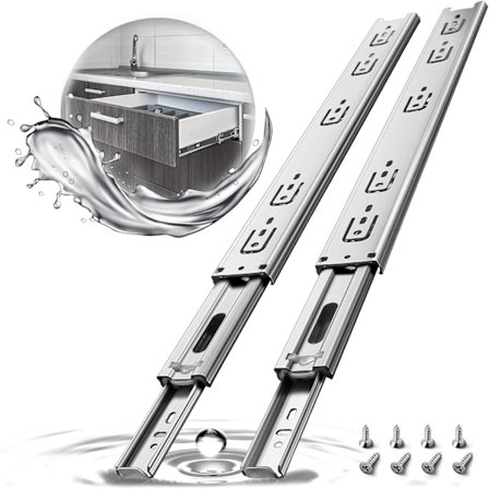 300 mm kuglelejelådeskinner i metal, rustfrit stål, belastningskapacitet 45 kg, 1 par (2 stk)