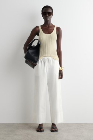 COS Damen Baumwollhose Mit Kordelzug - Weiss