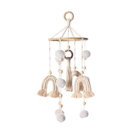 Regnbue Måne Baby Krybbe Barnerom Mobil Veggdekor Baby Krybbe Mobil for Jenter Tak Mobil Fiber Veggkunst