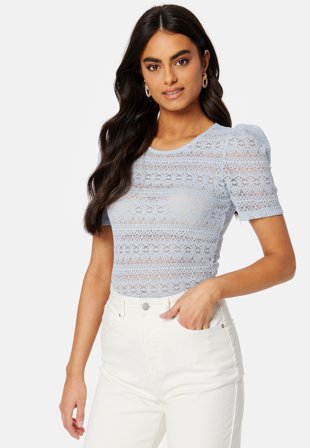 VILA Chikka Puff O-Neck S/S To Kentucky Blue Klær