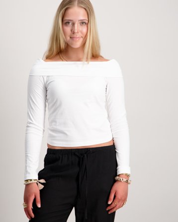 LMTD NOVE LS OFFSHOULDER TOP Hvid Toppe/Bluser Pige - Kids Brand Store