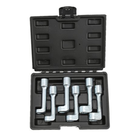 6 stk L-formet injektorrør-nøglesæt Krom-Vanadium Stål Brændstofinjektionsrør-nøgle til bilreparation
