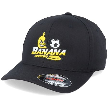 Iconic - Svart flexfit Caps - Banana Soccer Black Flexfit @ Hatstore