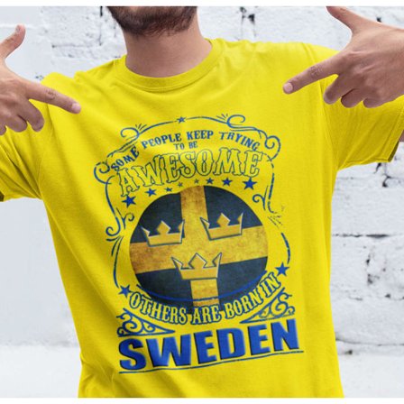 Awsome Sverige gul t-shirt - Born in Sweden