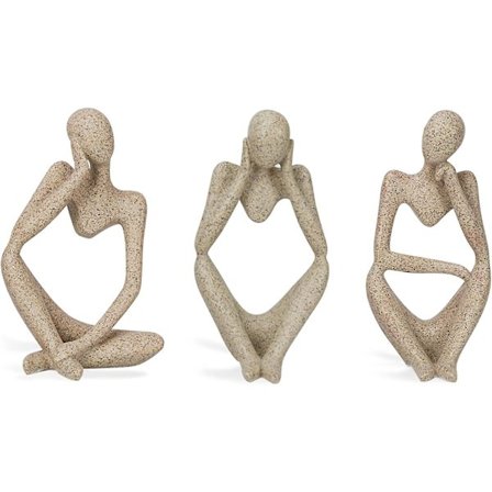 Tänkare Staty Abstrakt Hartsstaty Heminredning 3-delad Set (Slät Liten)