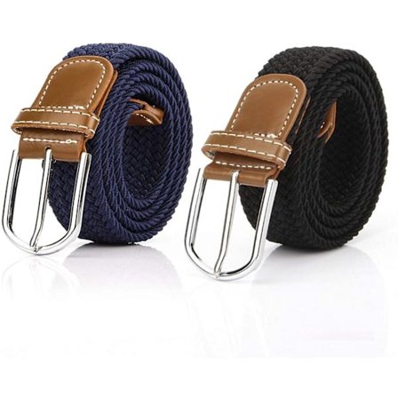 2-pack damvävda stretchbälten blå + svart herr elastiskt bälte