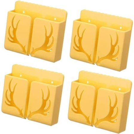 4 stk. vægmonteret telefonholder - Punch-Free vægmonteret mobiltelefoner, der oplades til stativ, klæbrig fjernbetjeningsopbevaringsboks, sengebord, 