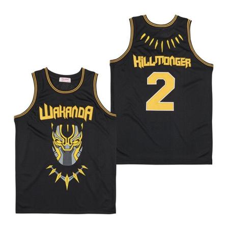 1 Svart Wakanda T'Challa Film Baskettrøye Herre Svart Gull Trim—L