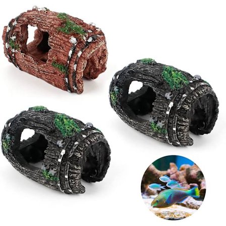 Harpiks Akvarium Ornament 3 stk Akvarium Hule Dekoration Brudt Tønde