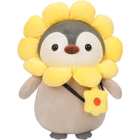 Søt Plussj Pingvin Stoffdyr Pute, 13.7" Myk Kawaii Pingvin Plussj med Kostyme Solsikke Antrekk Gaver til Barn