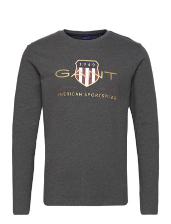 Archive Shield Ls T-Shirt T-Langærmet Skjorte Grå GANT