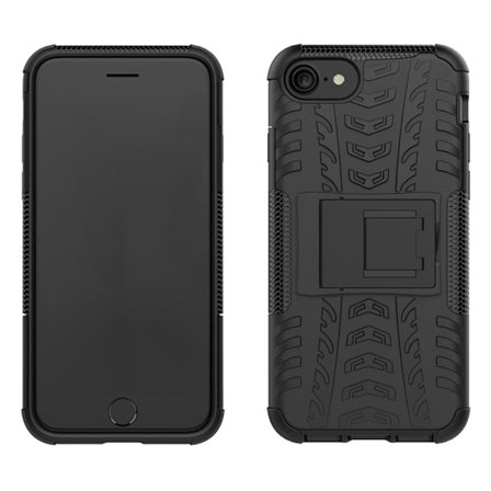 iPhone 7/8/SE (2020/2022) - Äärimmäisen iskunkestävä suojakuori jalustalla - Musta