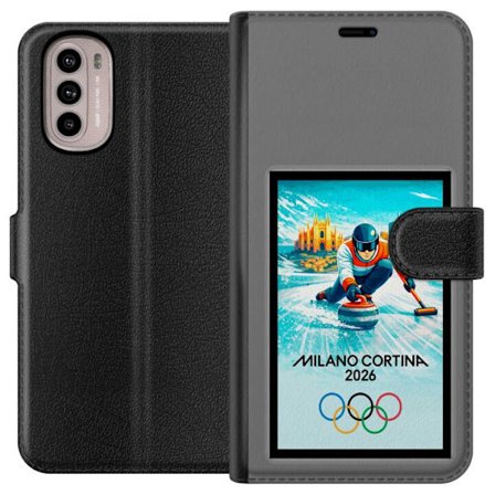 Yhteensopiva Lompakkokotelo Motorola Moto G41 Jääkiekkoilukuva, jossa pelaajat liikkuvat jäällä, Milano Cortina 2026, Milanin maamerkit ja olympialais