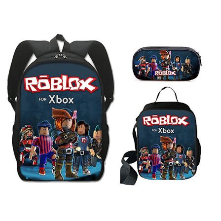 Børns Roblox Skole Taske Tre-delt Sæt Omkringliggende Polyester Enkeltlags Blyantspose Frokostpose Rygsæk Pakke