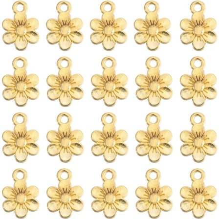 100 stk. Guld Blomster Vedhæng Blomster Charms Bulk Legering Søde Forårsplanter Små Blomster Charms til Smykkefremstilling Charmstilbehør Halskæde