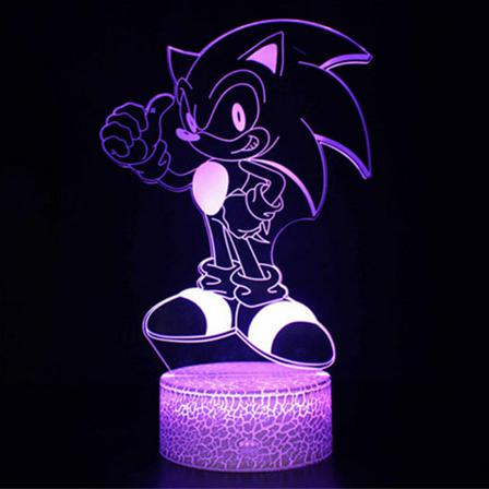3d Sonic Night Light Led Illusion 7color Change Decor Bordslampa