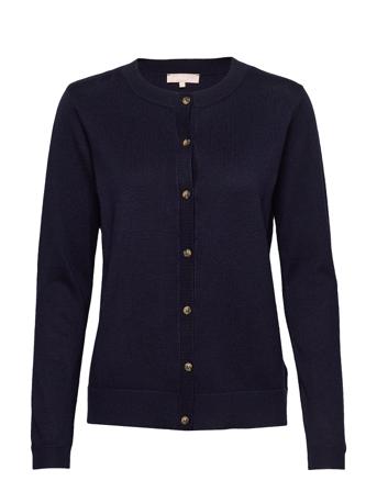 Srmarla New O-Neck Cardigan Strikkegenser Cardigan Navy Soft Rebels