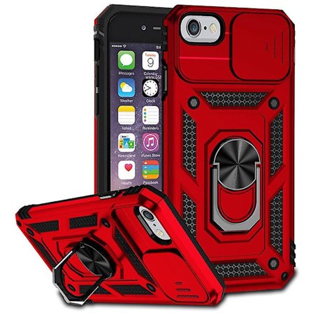 Pölytiivis puhelinkotelo sormuksella ja liukuvalla kamerasuojalla iPhone SE (2022)/SE (2020)/8/7 4,7 tuuman puhelimelle