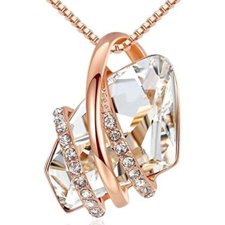 Hänge Halsband med Födelsedag Sten Kristall, 18K Roséguld/Silv