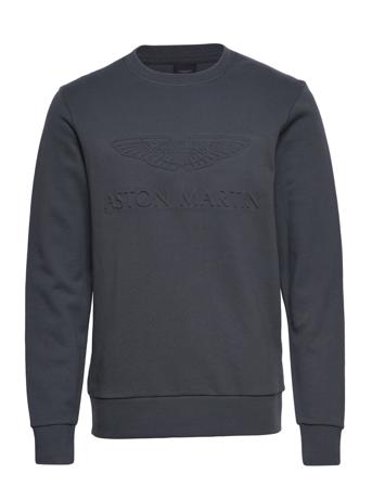 Amr Embossed Crew Sweatshirt Trøje Sort Hackett London