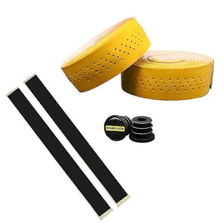 Styrelinda for sykkel, mokkalær, perforert linda, tykt styre for landeveissykkel, superkomfortable sykkelstyrelindaer Gul