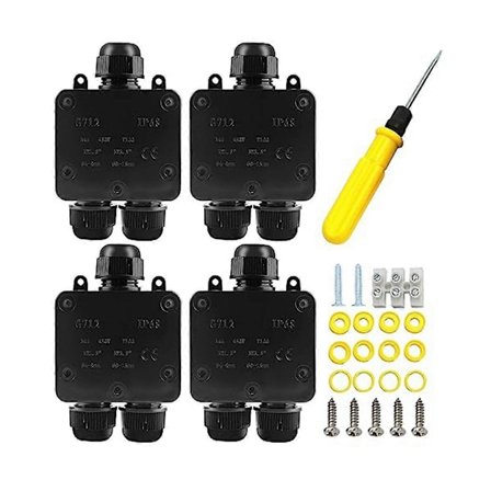 4 stk. Vandtæt Samledåse 3 Vejs, IP68 Ekstern Vandtæt Elektrisk Samledåse til Diameter 5