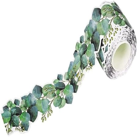 Eukalyptus Självhäftande Kant - 10m - Anslagstavla Kanter - Tropiska Blad - Väggdekoration - Svarta Tavlan - Whiteboard