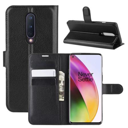 OnePlus 8 - Litchi Plånboksfodral - Svart Svart