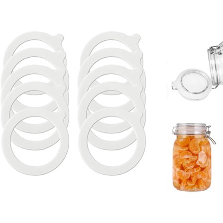 Udskiftnings silikone tætningsringe - 10 stk. - Silikone ringe - 70mm x 95mm - Hvid