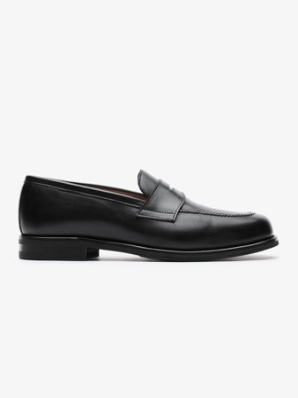 John Henric Men's Schwarze Leder Loafer Size 46